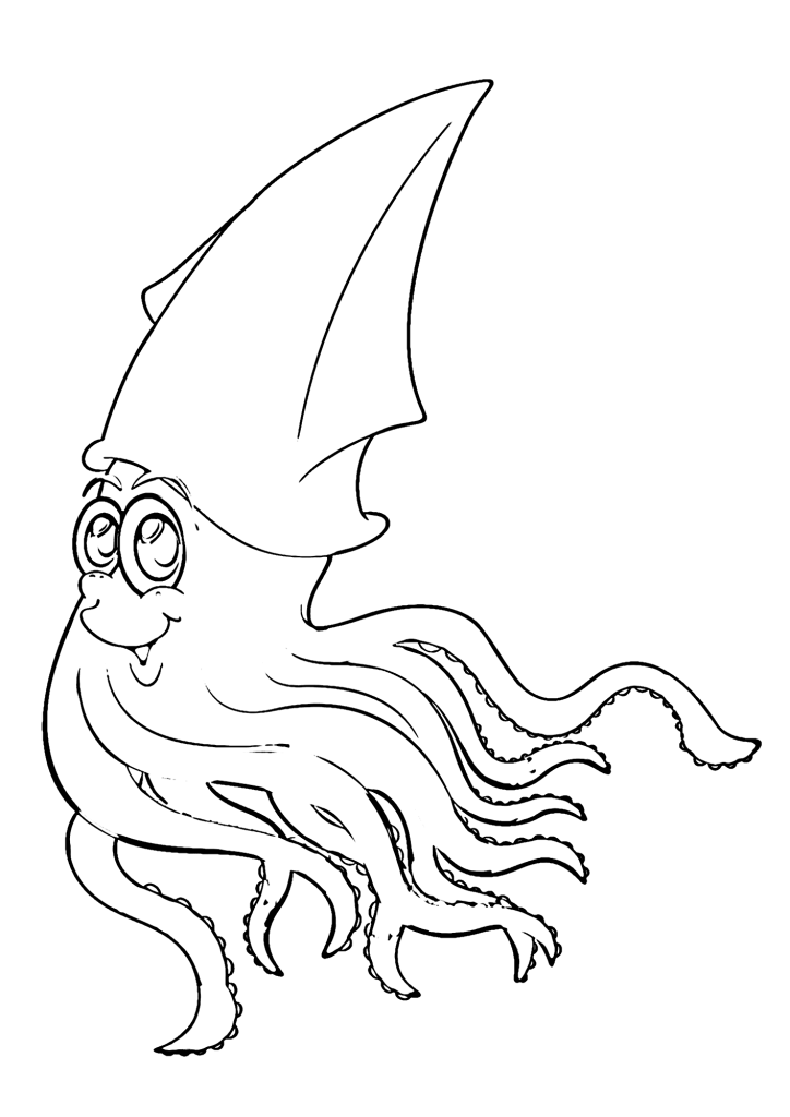 Cute Squid Image Coloring Pages