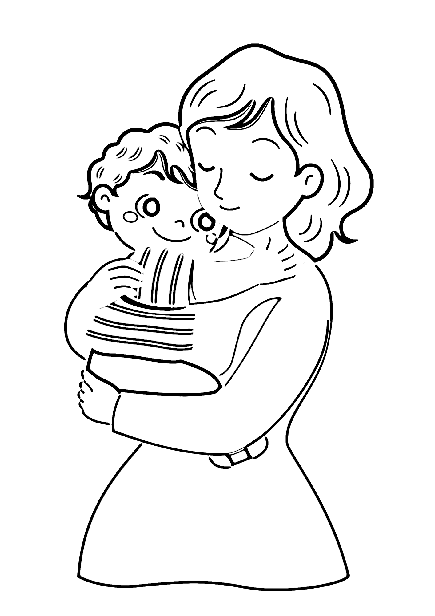 Cute Mom And Baby Coloring Page