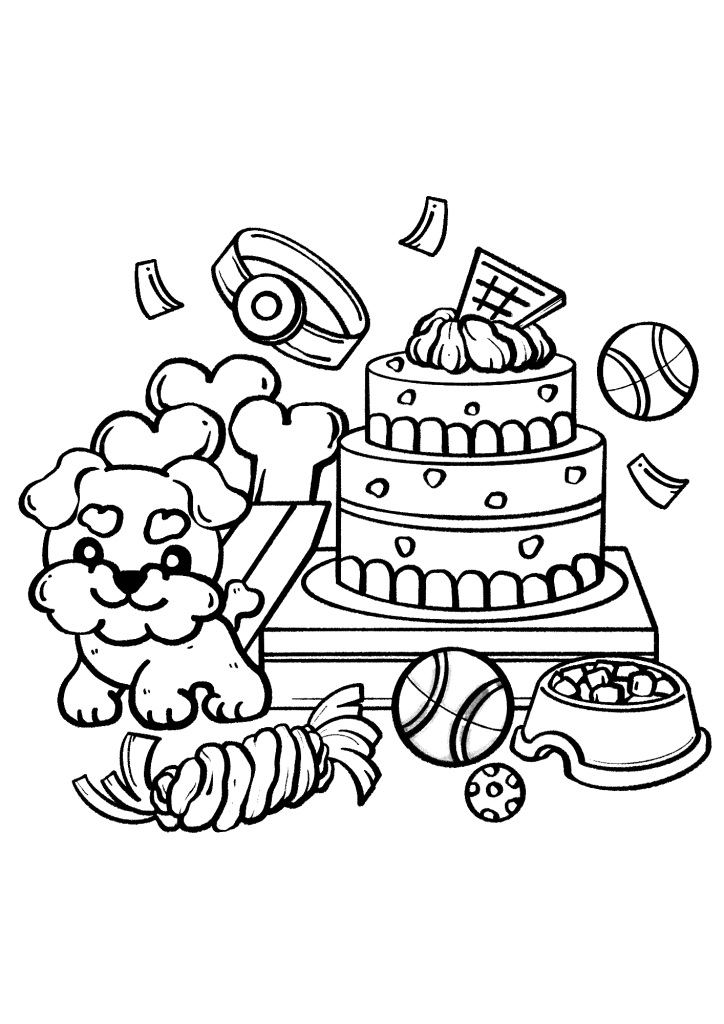Free Happy Birthday Dog Coloring Pages
