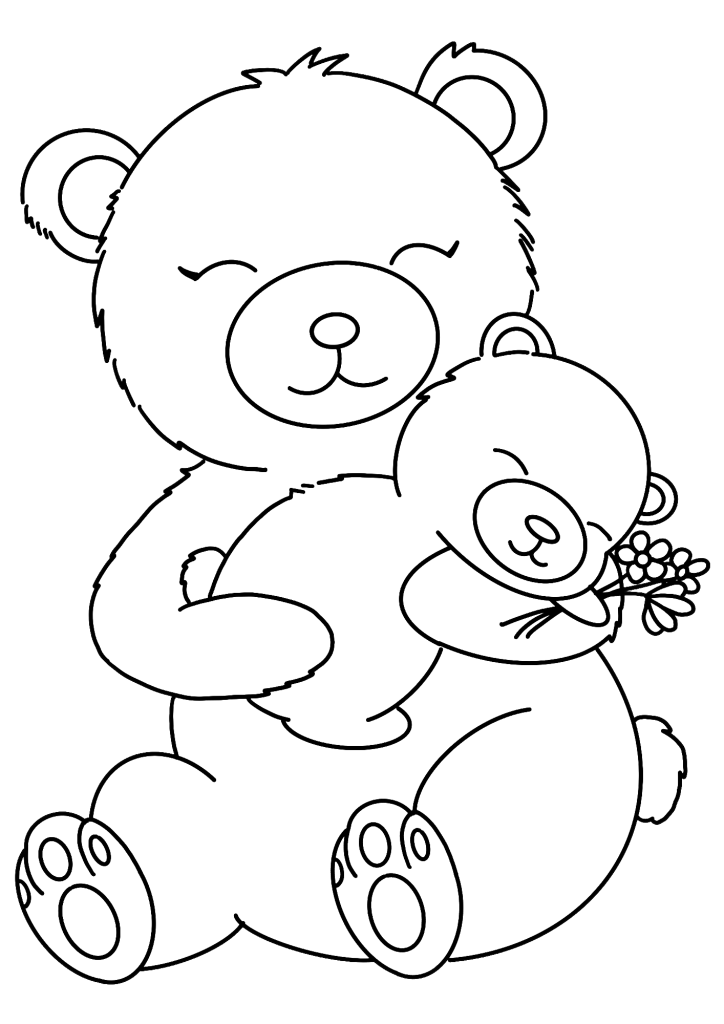 Happy Bear Simple Mother's Day Coloring Pages