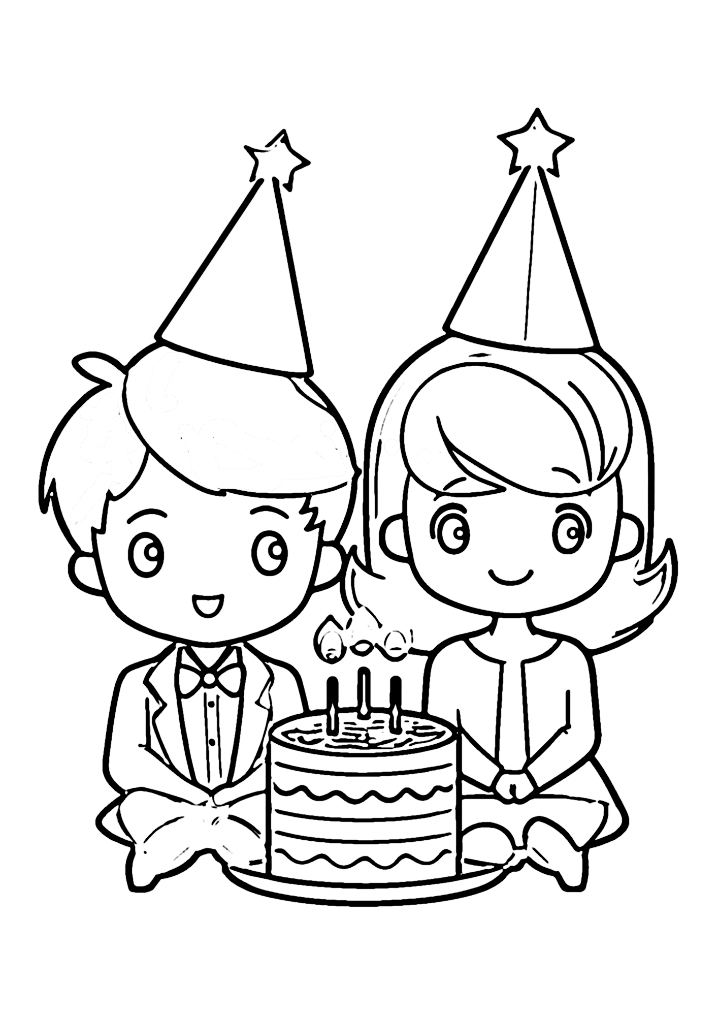 Happy Birthday Boy Drawing Coloring Page