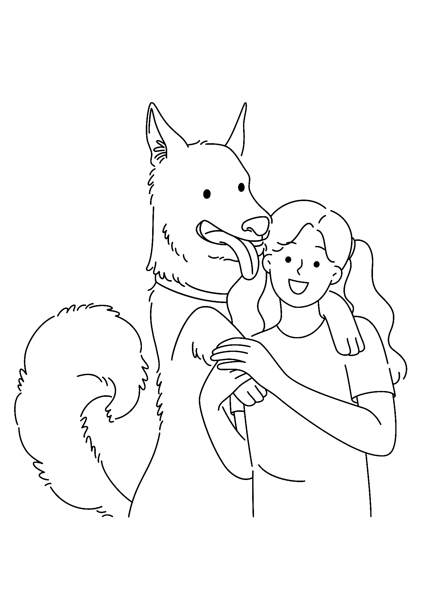 Happy Birthday Dog And Girl Coloring Pages
