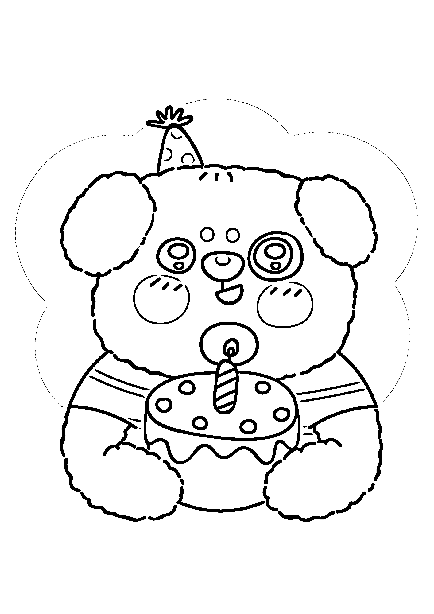Happy Birthday Dog For Children Image Coloring Pages