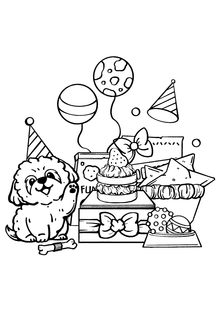Happy Birthday Dog Free Printable For Kids Coloring Pages