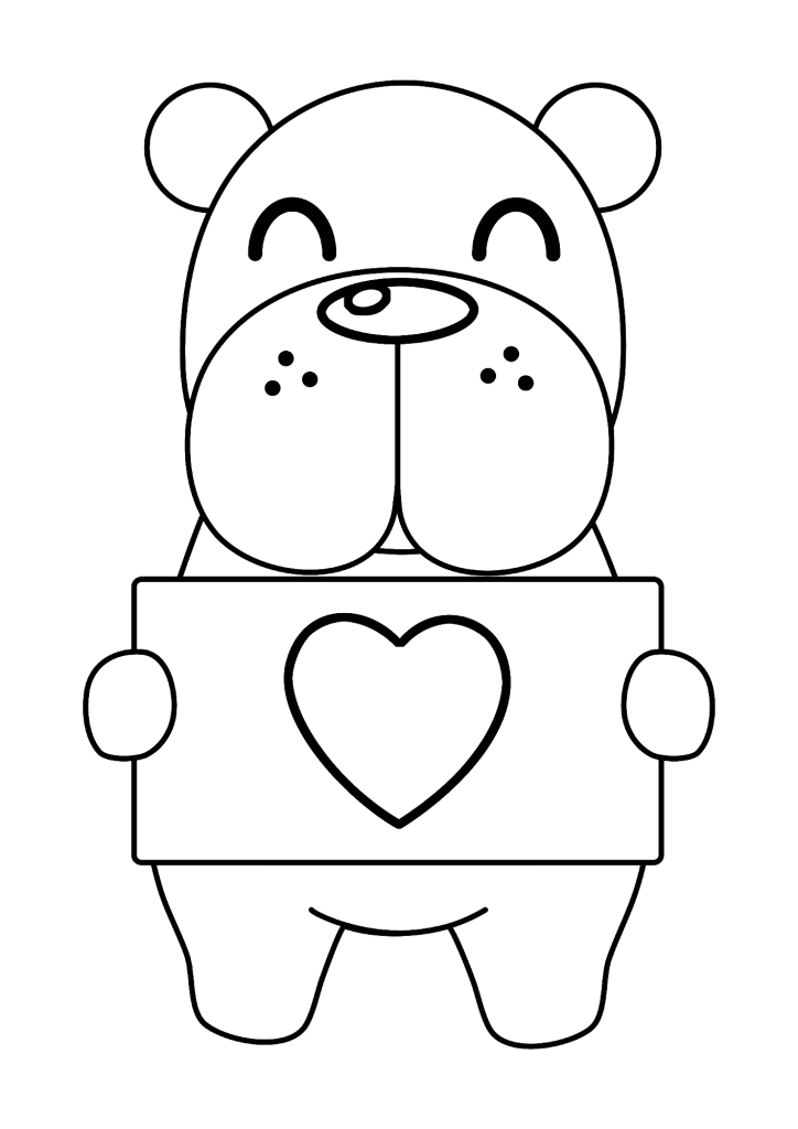 Happy Birthday Dog Heart Coloring Pages