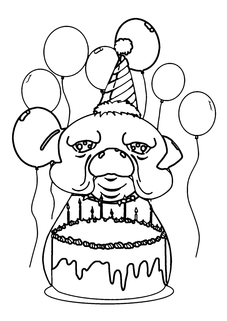 Happy Birthday Dog Picture Coloring Pages