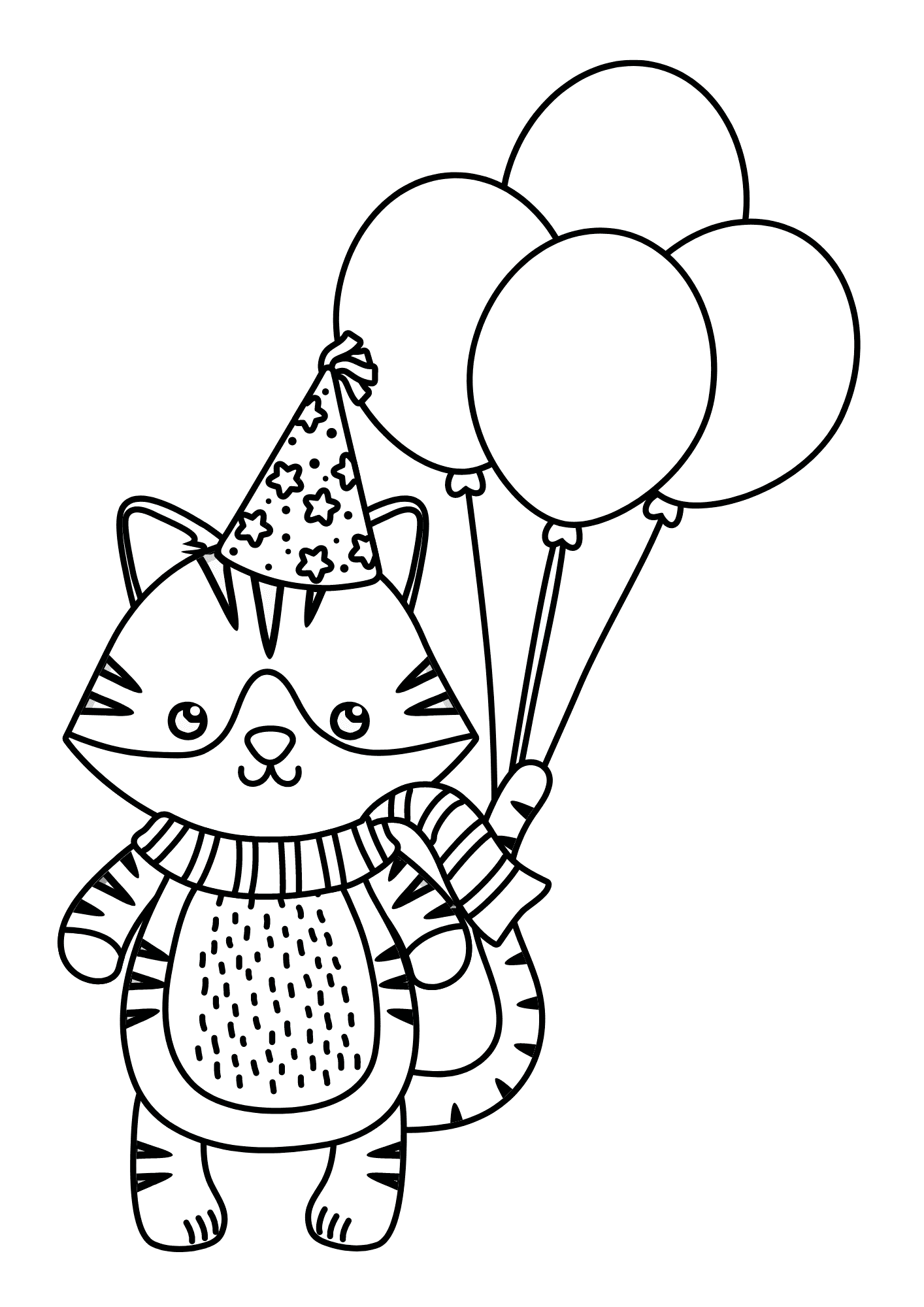 Happy Birthday Funny Cat Pictures Coloring Page