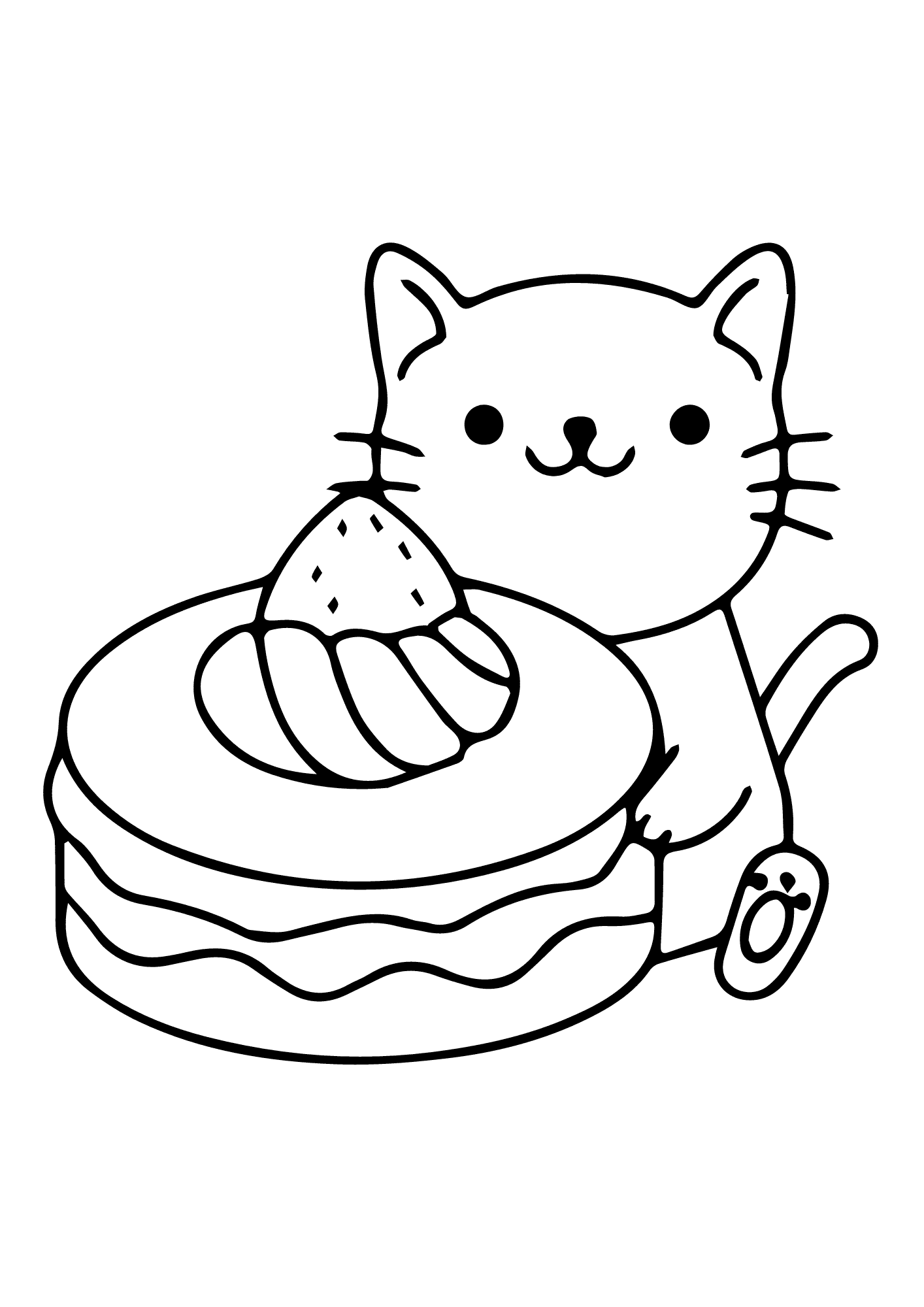 Happy Birthday With Cat Images Coloring Page