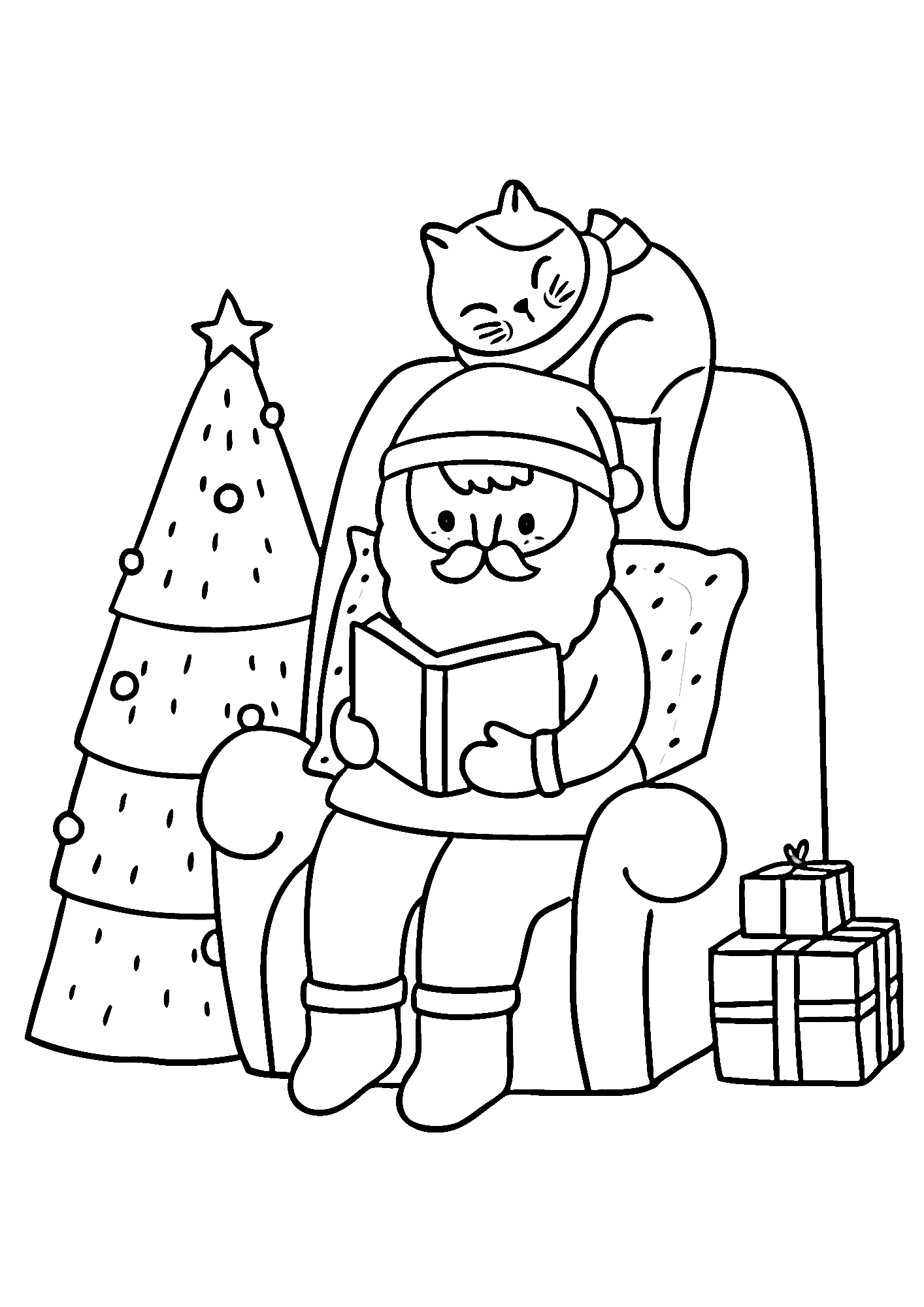 Happy Christmas Tree Coloring Pages
