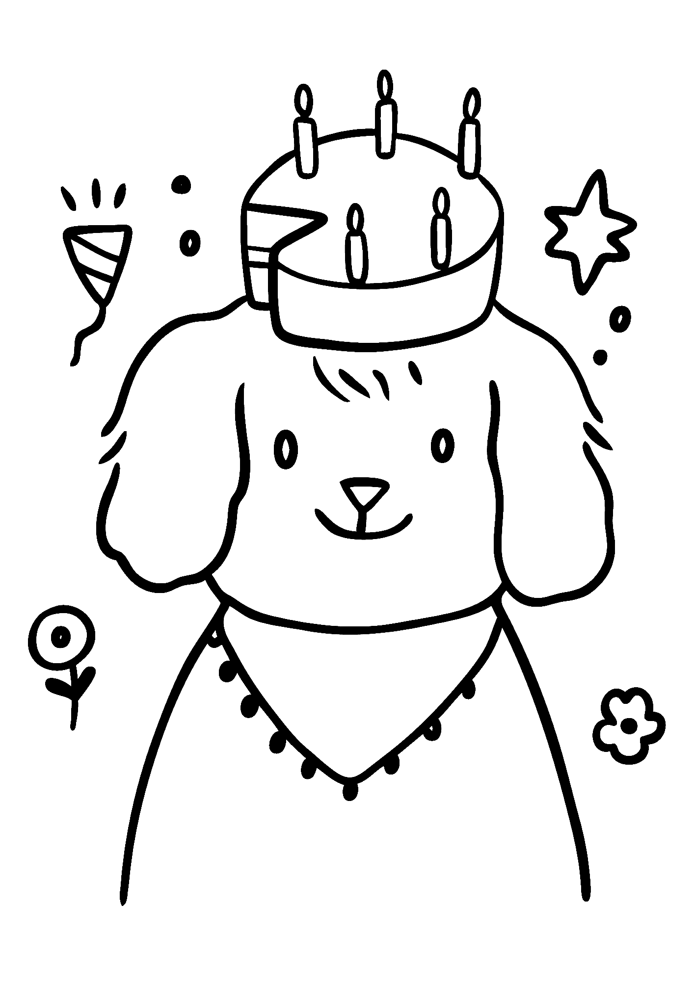 Lovely Happy Birthday Dog Coloring Pages