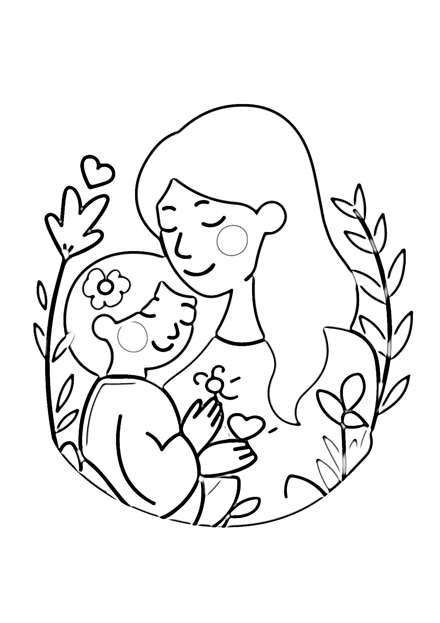 Mother's Day Drawing Coloring Pages