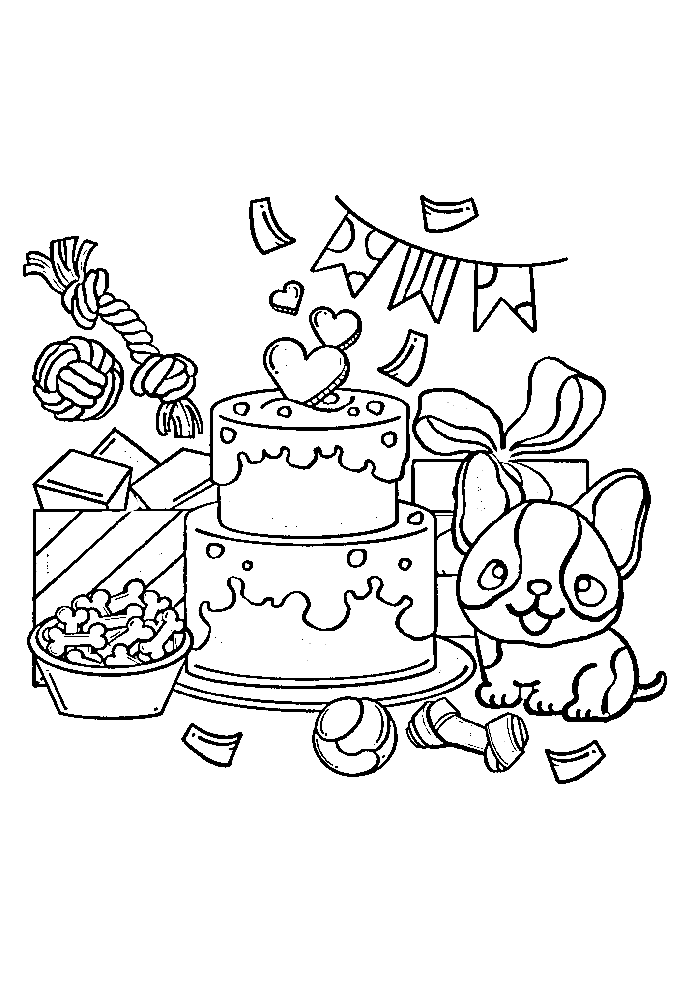 Printable Happy Birthday Dog Coloring Pages