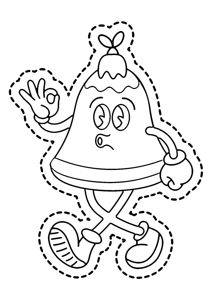 Sweet Christmas Bell Cartoon Coloring Page