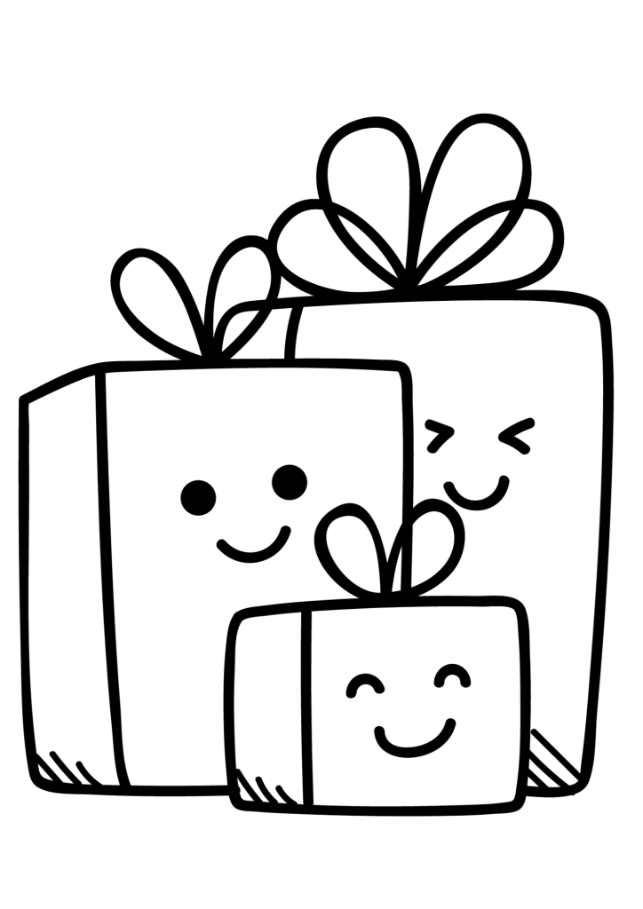 Three Stacked Gift Boxes Coloring Page