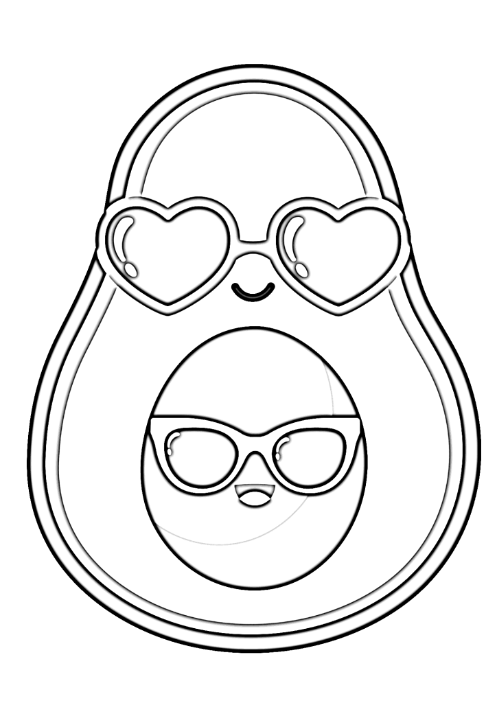 Avocado Fruit With Sunglasses Coloring Page