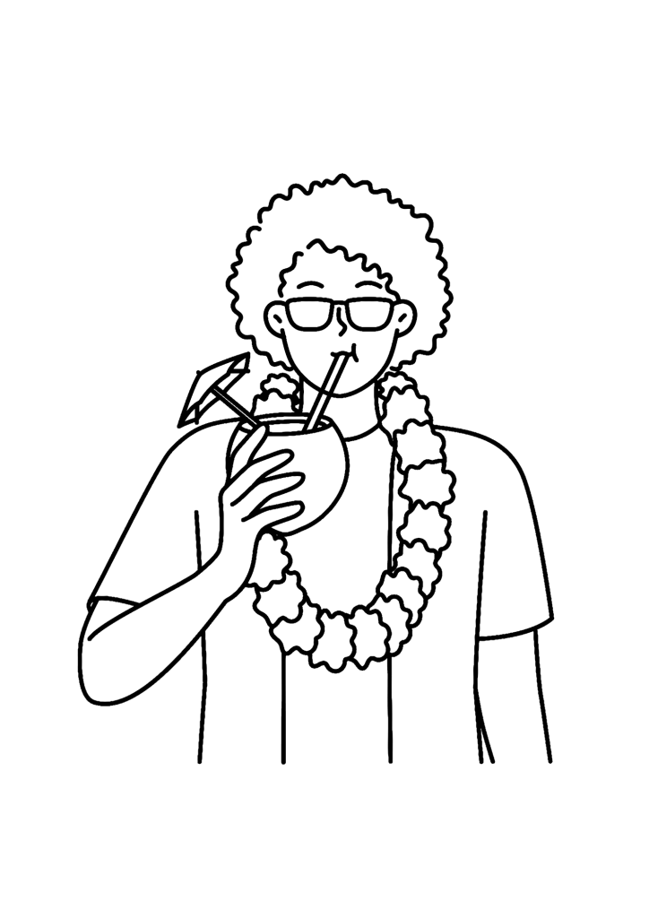 Boy Drinking Coconut Coloring Pages