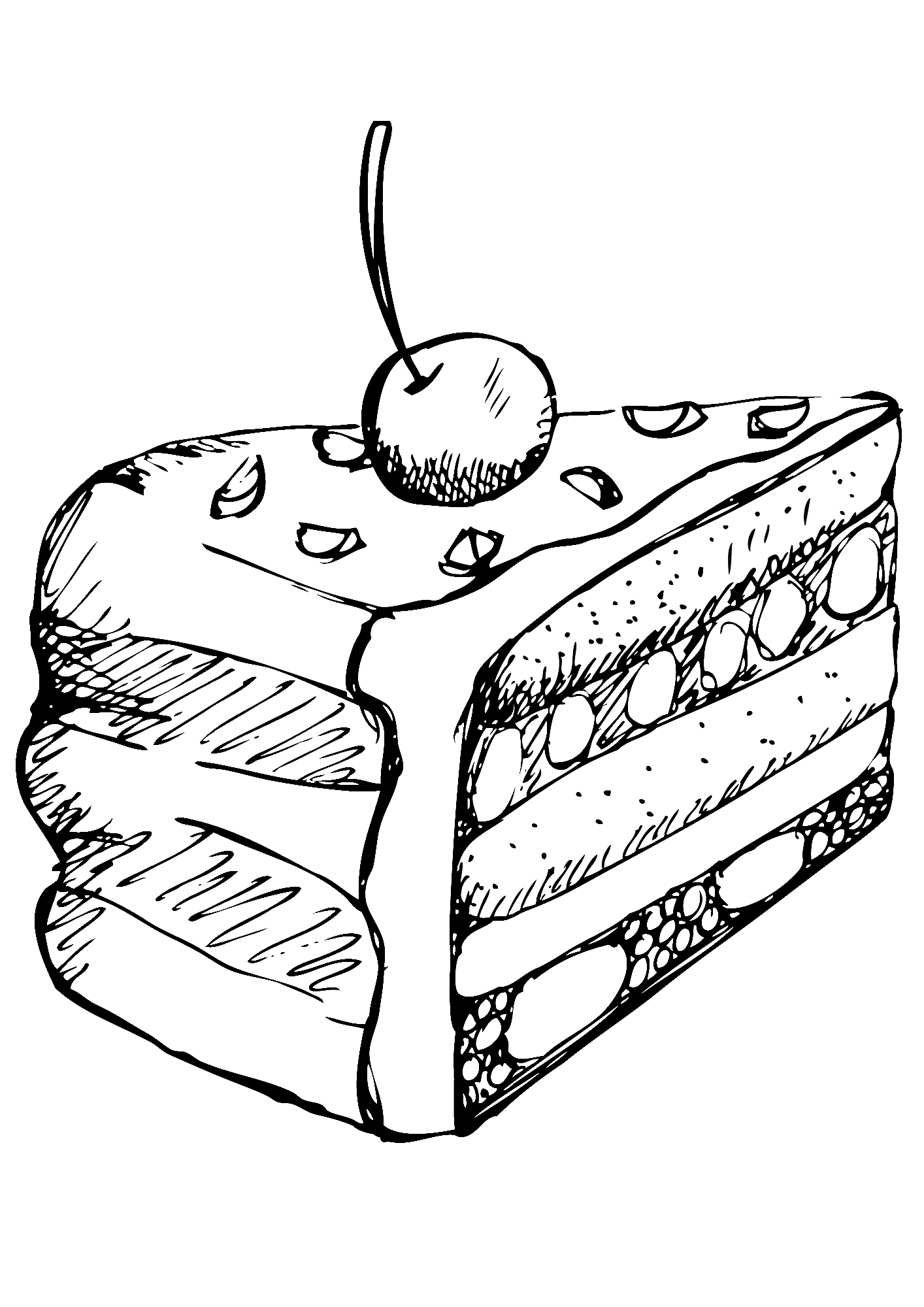 Cherry Cake Image Coloring Pages