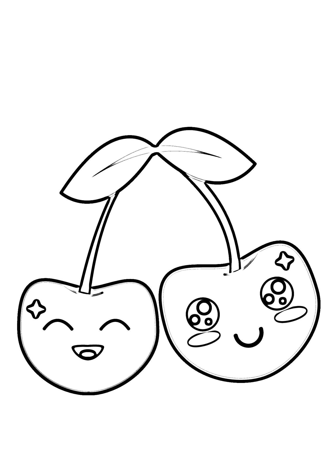 Cute Cherry Coloring Page