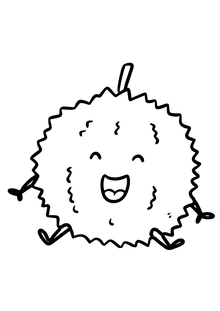 Durian Cartoon Coloring Pages