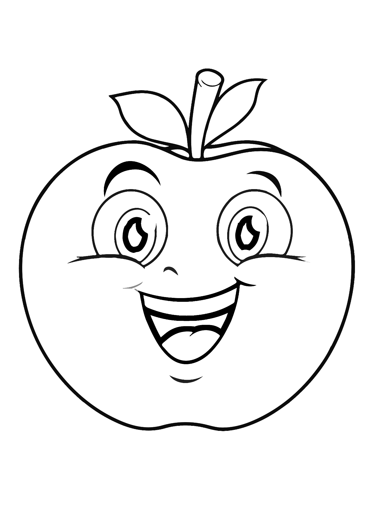 Happy Cute Cartoon Apple Emoji Coloring Pages