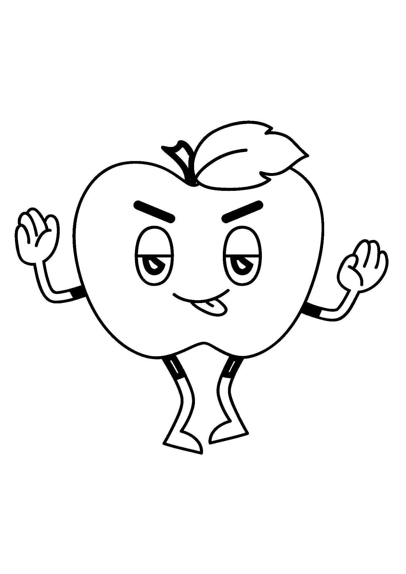 Retro Apple With Face Coloring Pages