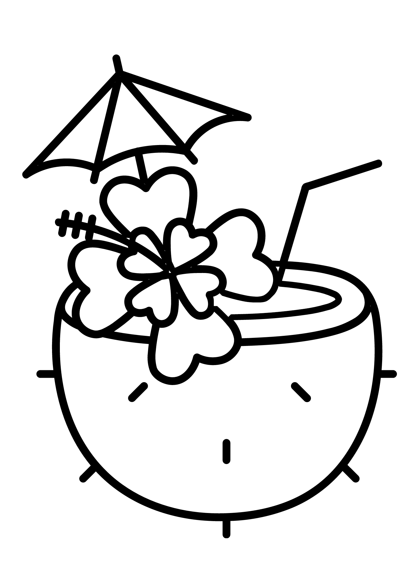 Simple Monoline Quirky Coconut Juice Coloring Pages