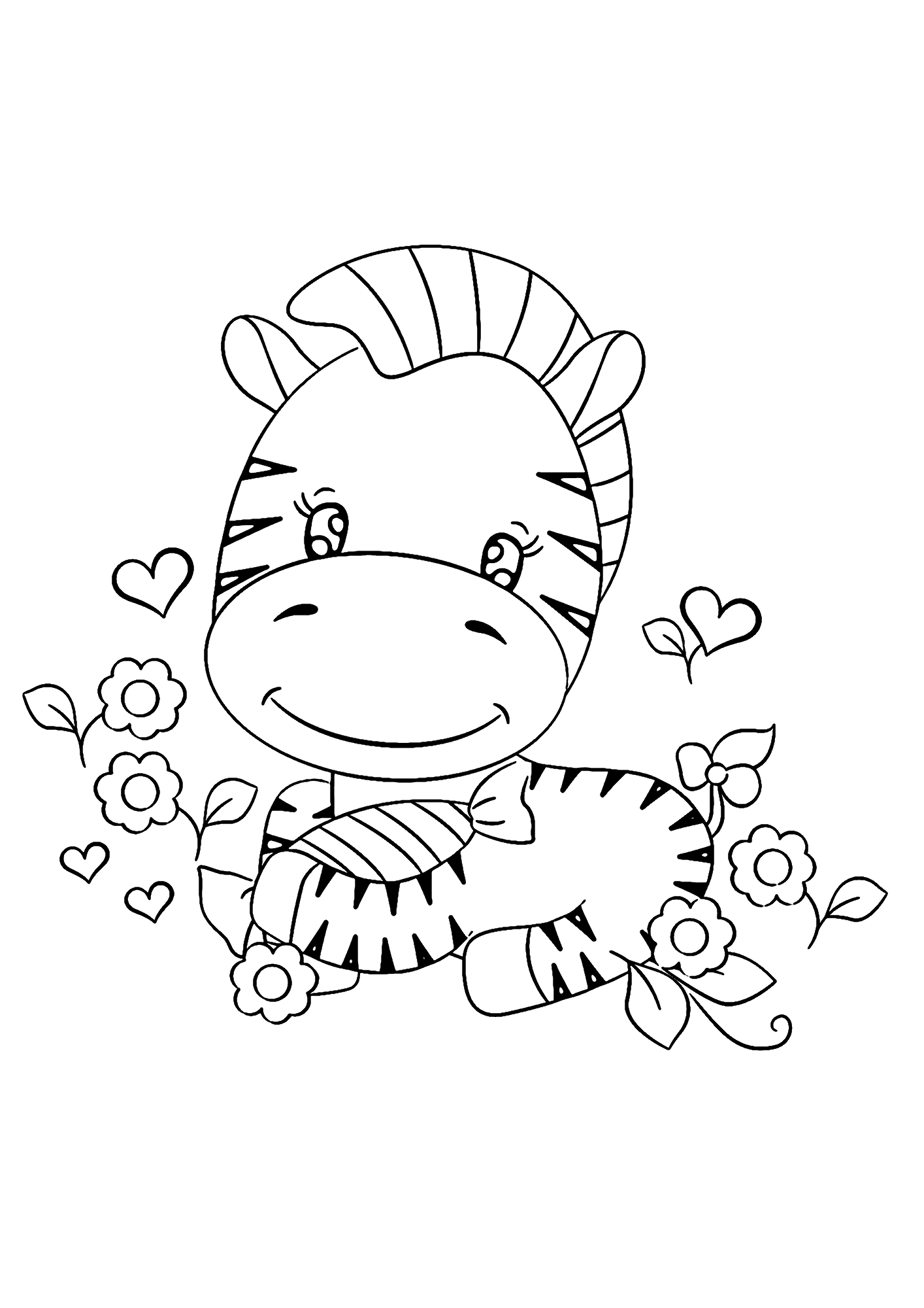 Sweet Zebra Printable Coloring Pages