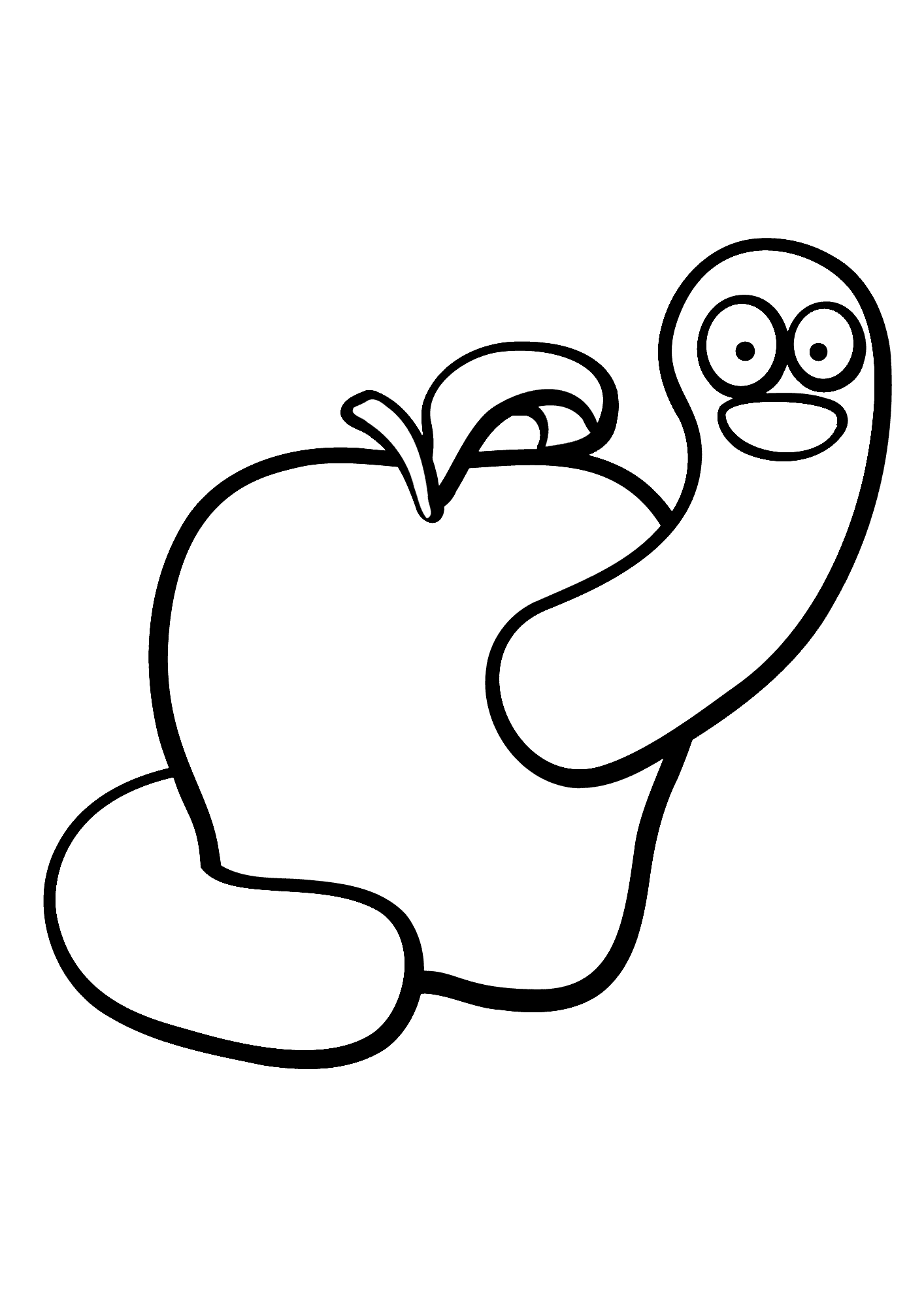 Worm In Apple Coloring Pages