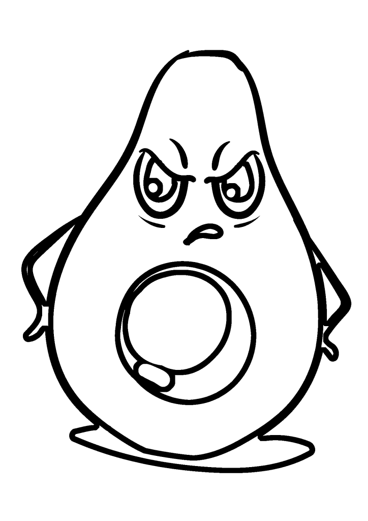 Angry Avocado Coloring Page