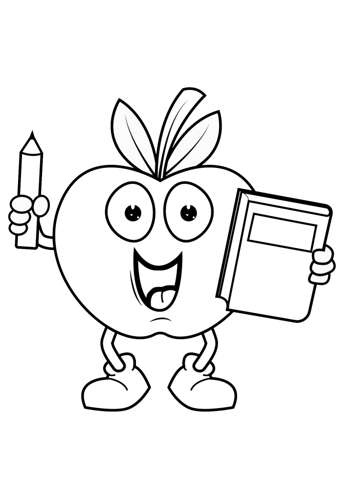Apple Cartoon Coloring Pages