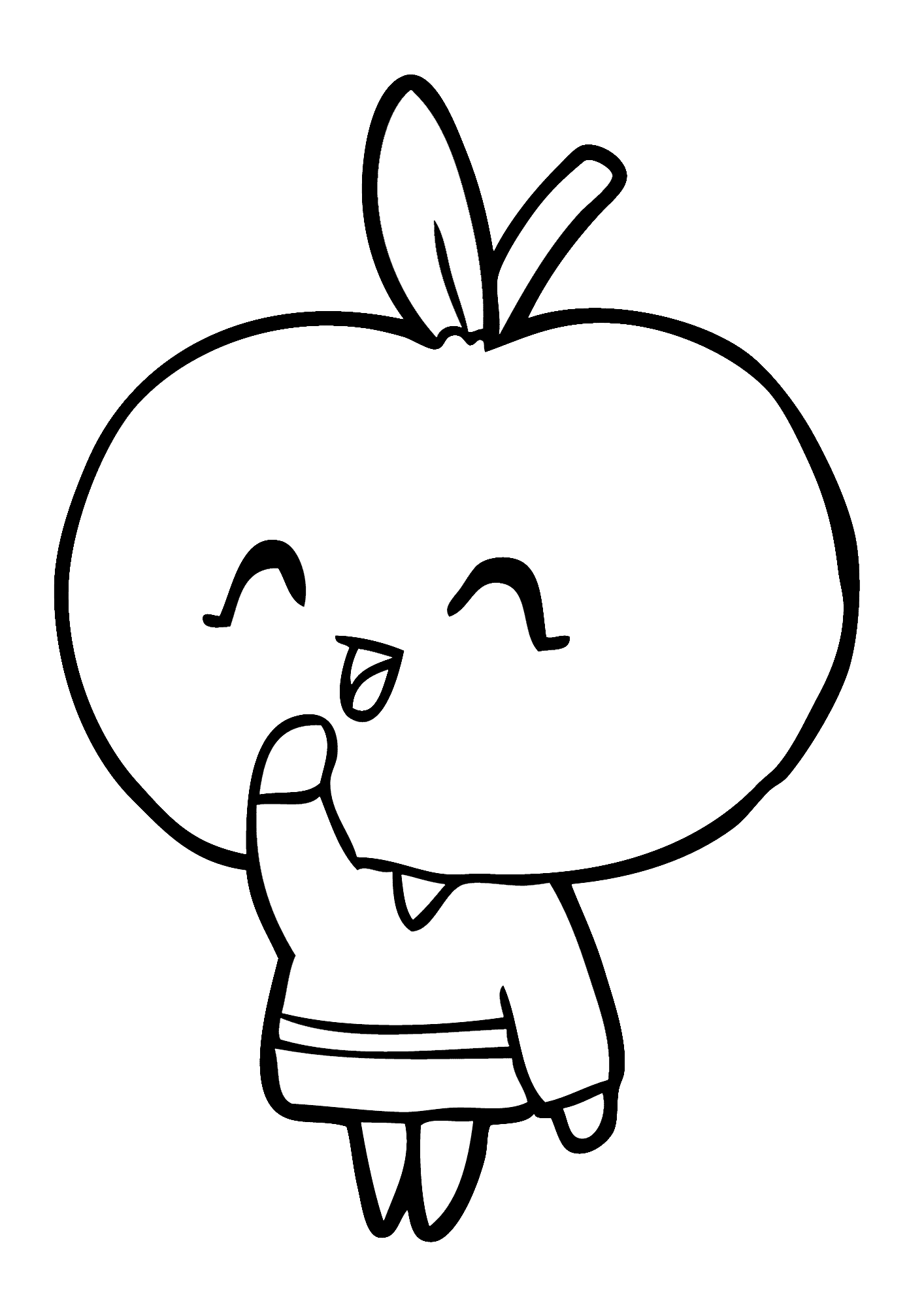 Apple Smile Cartoon Coloring Pages