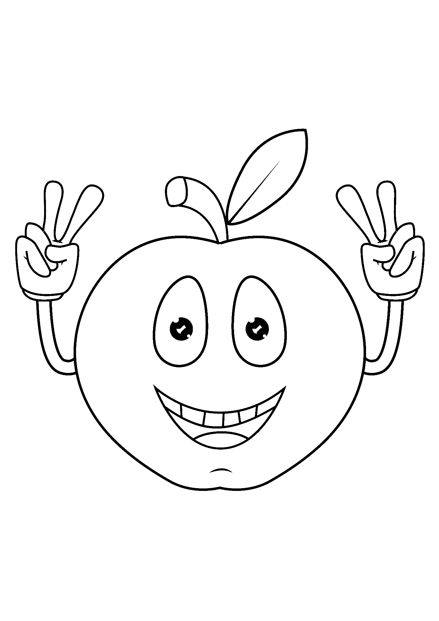 Cute Apple Cartoon Coloring Page
