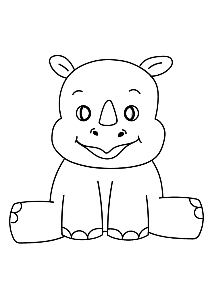 Lovely Rhino Coloring Pages For Children