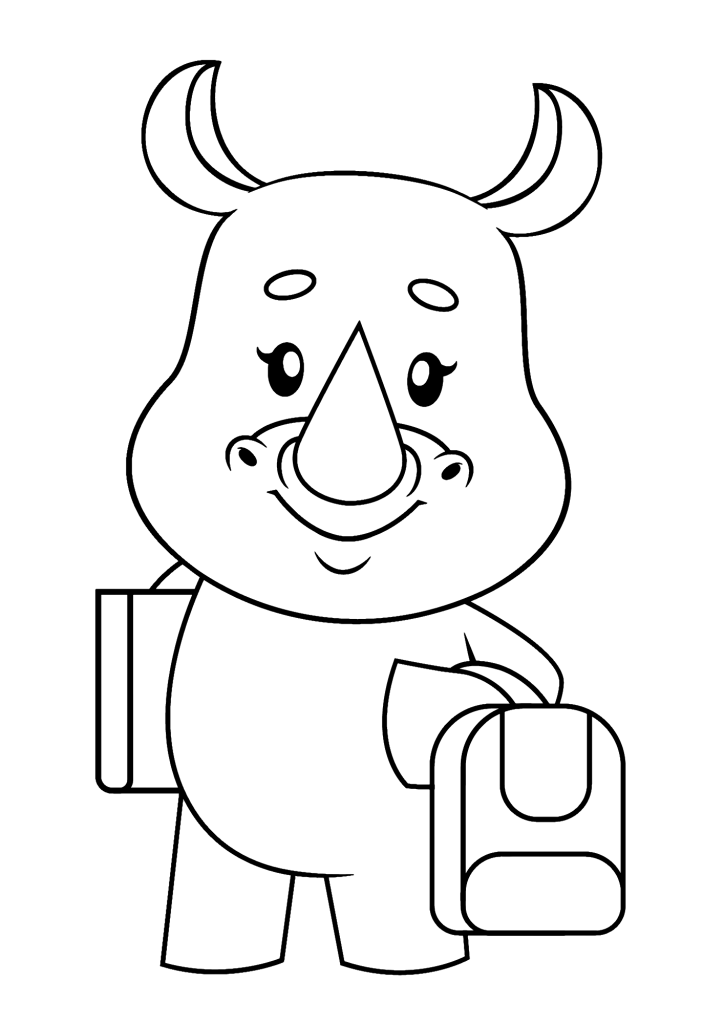 Rhino Cartoon Coloring Page