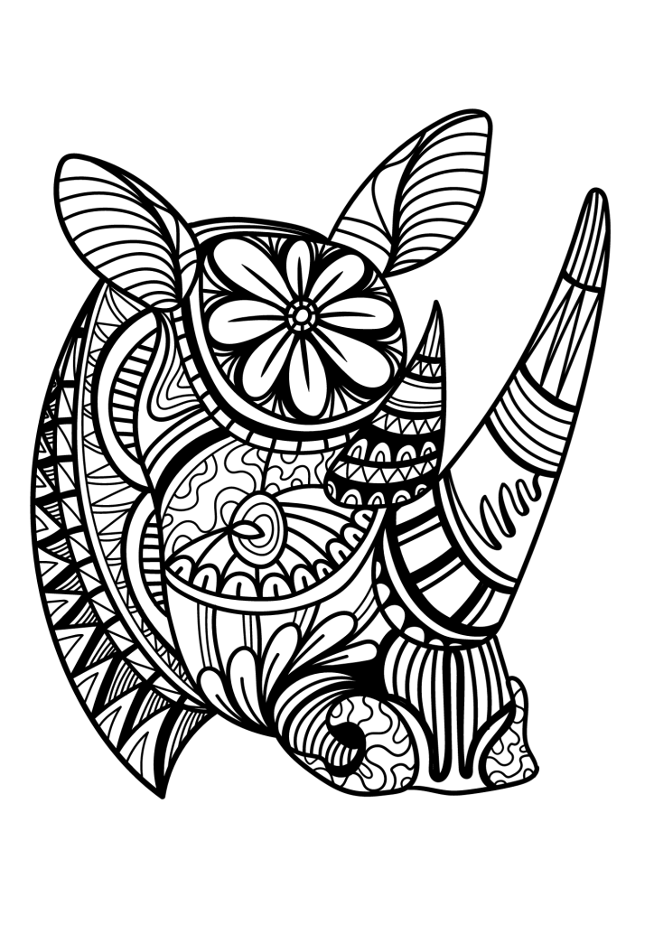 Rhino Coloring Page For Adults