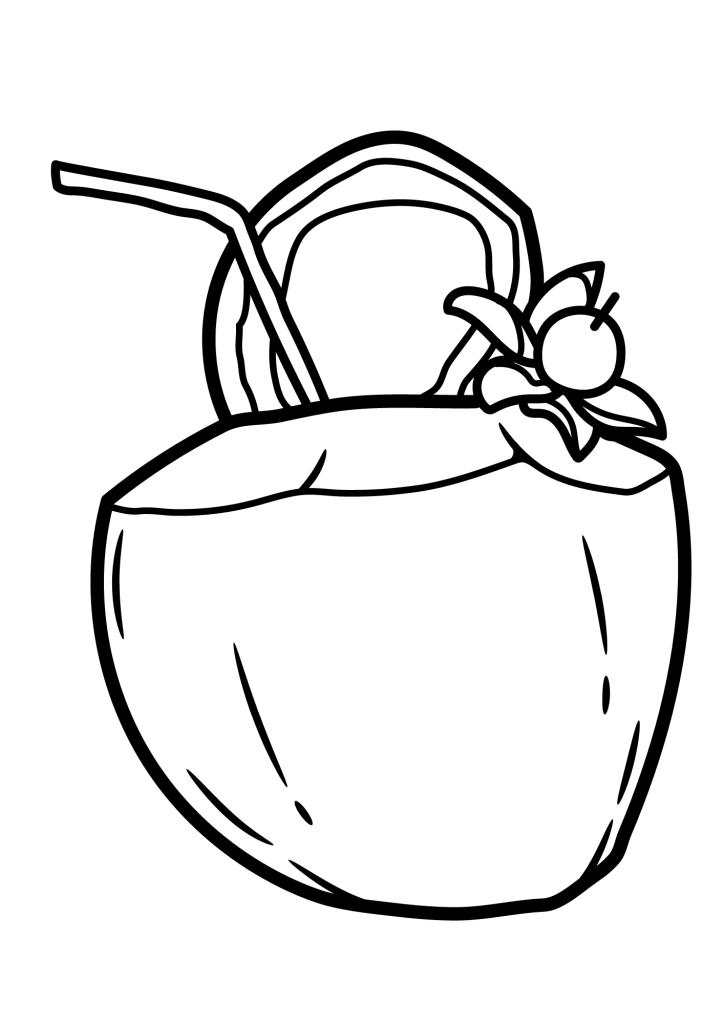 Simple Coconut Drawing Coloring Pages