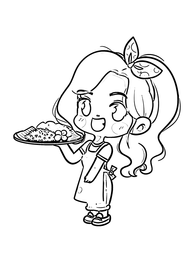Cute Girl Holding Mango Coloring Pages