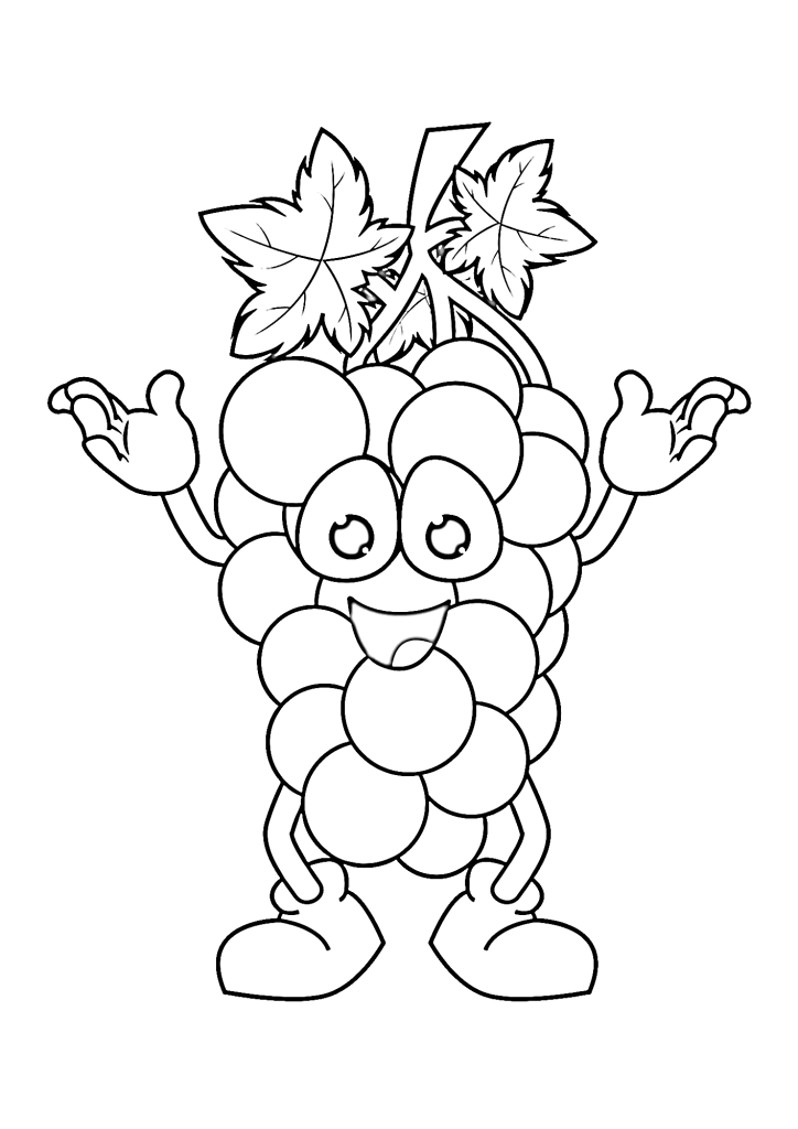 Grapes For Kids Printable Coloring Pages