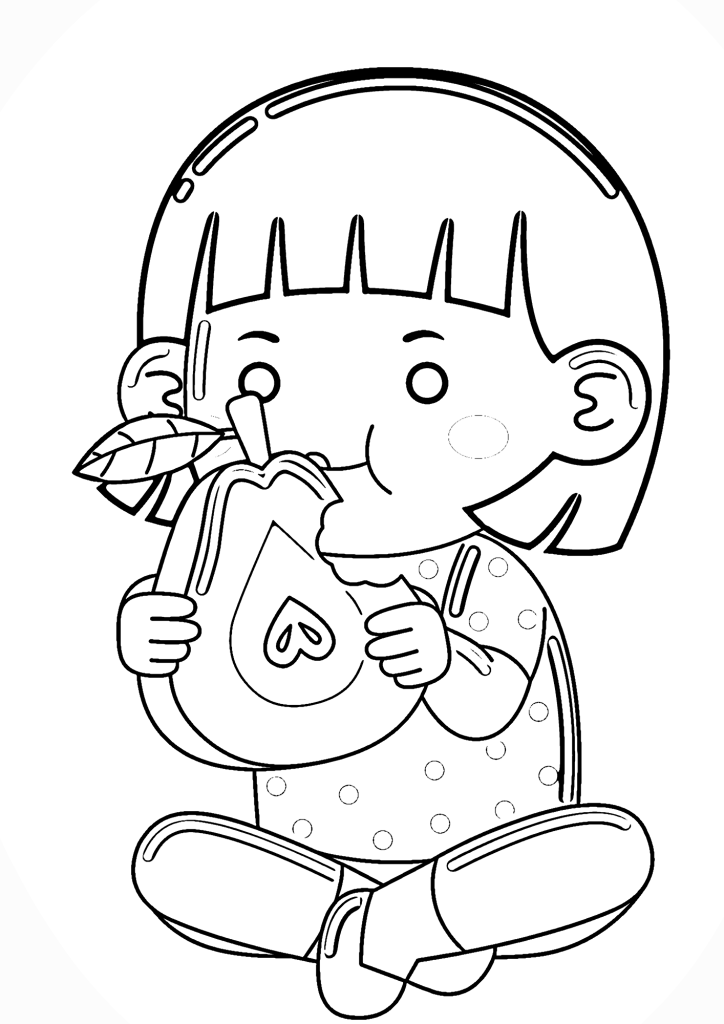 Baby Eating Pears Coloring Pages