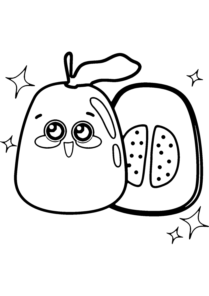 Cute Guavas Drawing Coloring Pages