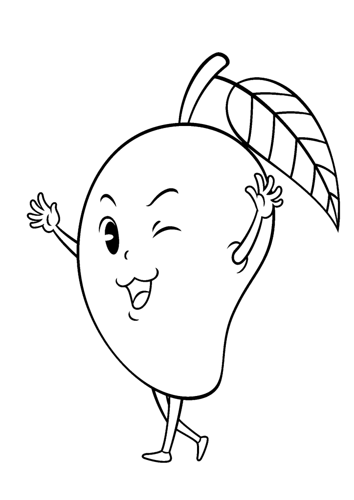 Cute Cartoon Mango Coloring Pages