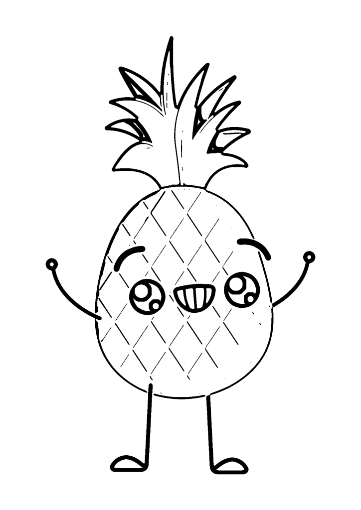 Cute Pineapple For Kids Coloring Pages