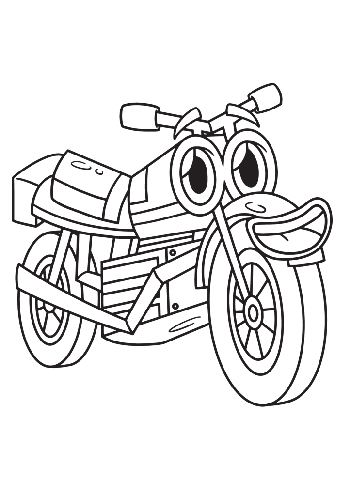 Motorcycle With Face Vehicle Coloring Page