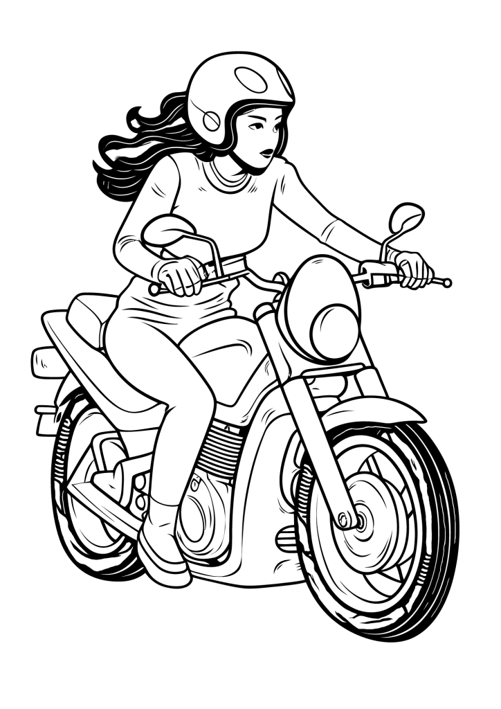 People Riding Motorcycle Drawing Coloring pages
