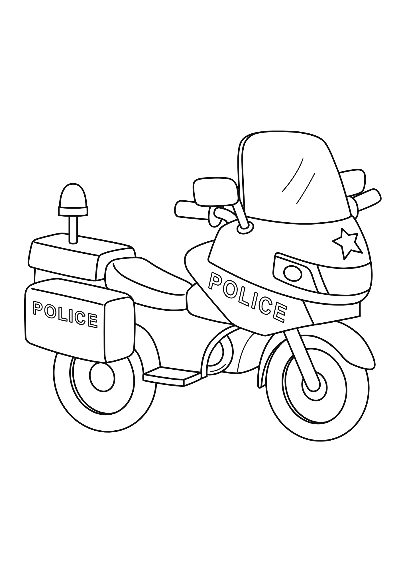 Police Motorcycle Coloring Page for Kids